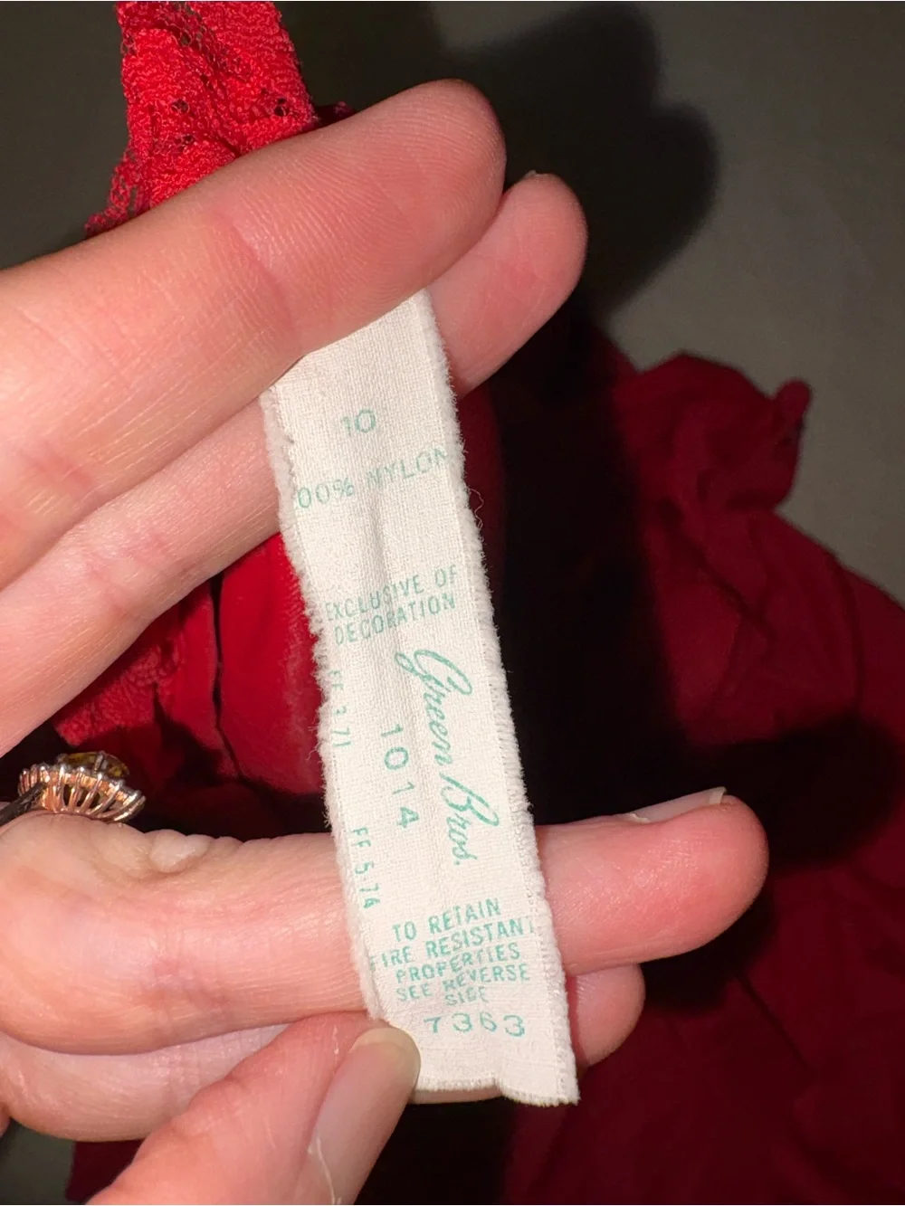 Vintage Red Lace-Trim Girls Sleep Nightgown size 10